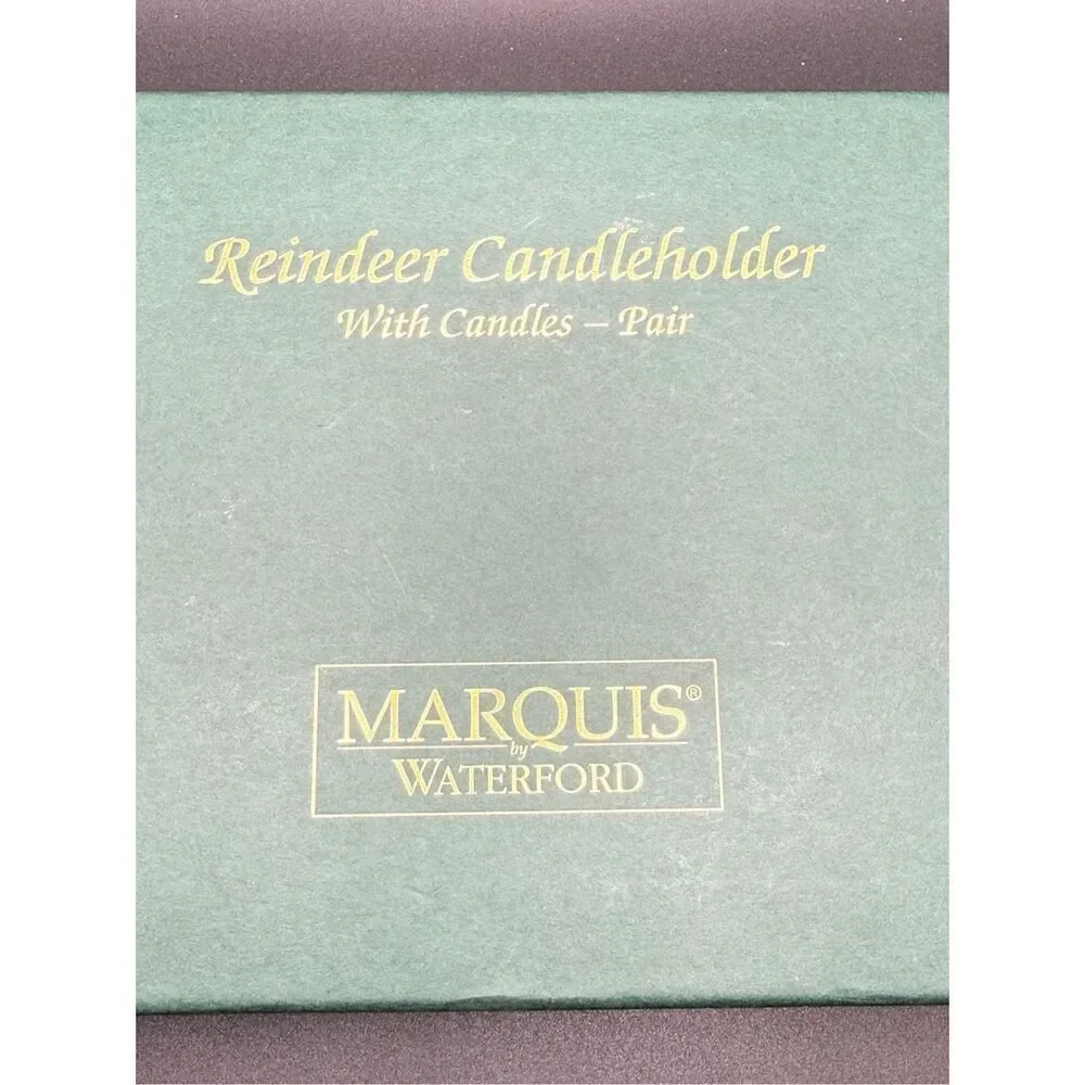 Waterford Marquis Crystal Reindeer Candle Holders - Set of 2 Vintage New